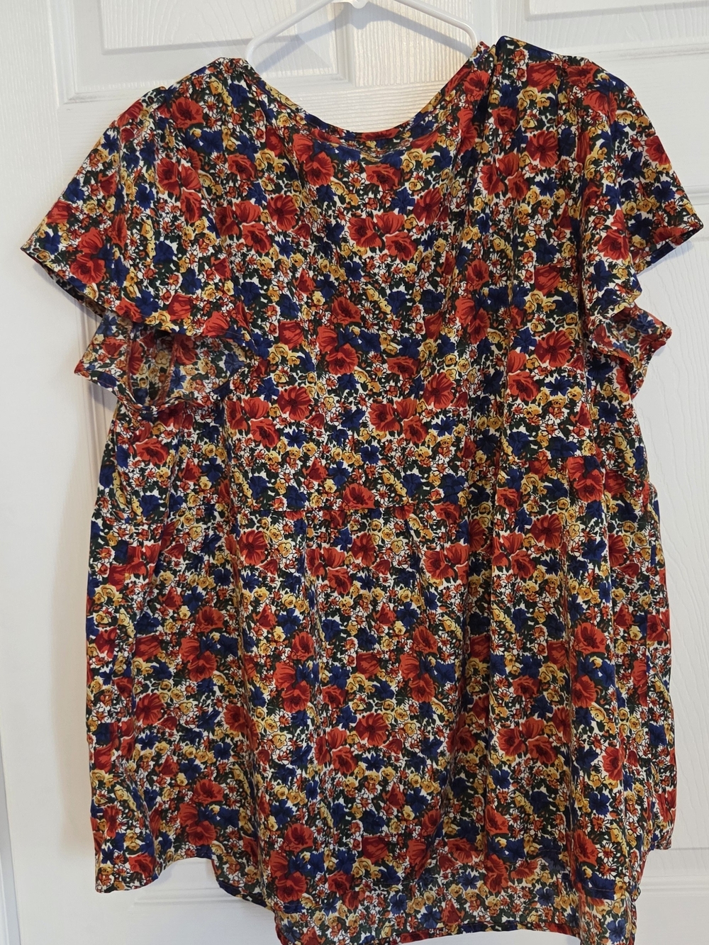 Floral Ruffle Mini Dress - Red Multicolor - Picture 3 of 3